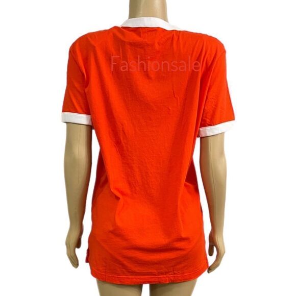 Victorias Secret Pink Campus Ringer Oversized Short Sleeve Logo Tee Shirt Tomato - Picture 8 of 9